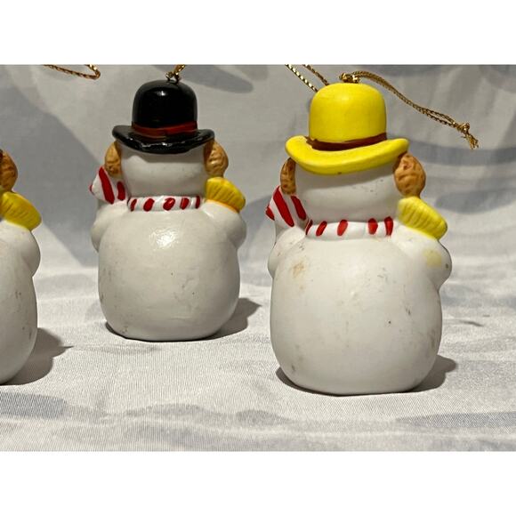 Snowman Ornament Bisque Ceramic Hand-Painted Lot of 5 Christmas Hand-Made Frosty - Picture 8 of 11